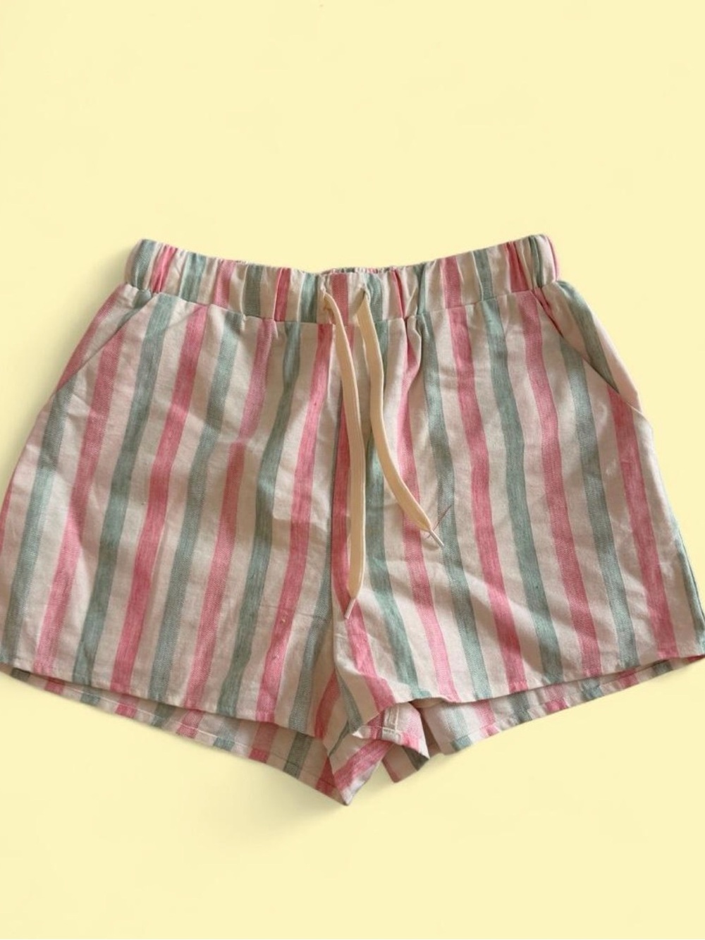 Le Lis Pink & Mint Striped Drawstring Athletic Shorts